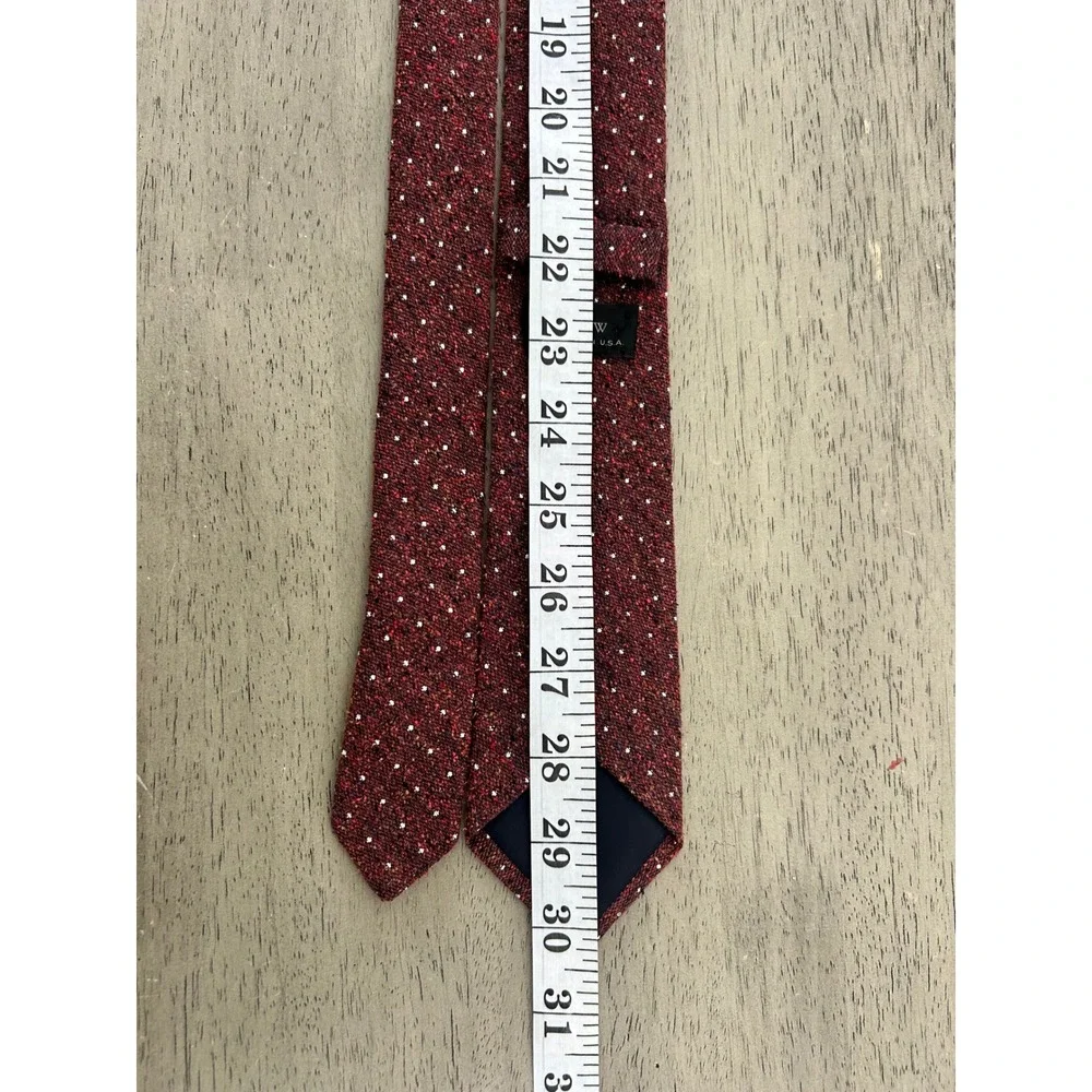 J.Crew Mens Burgundy Donegal Tweed Wool Silk Tie Handmade USA Skinny 2.5 Inch